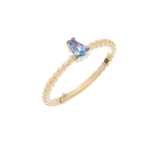 Δαχτυλίδι Γυναικείο Χρυσό με γαλάζια πέτρα